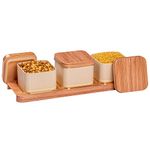 Selvel Airtight Dry Fruit Container Tray Set with Lid & Serving Tray for Serving Sweets, Chips, Cookies Other Snacks 3 Pieces (Ivory) Perfect for Diwali Gifting, Premium Food Storage