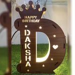 SHOPINSTA Wooden Alphabet LED Lamp - Customized & Personalized with Any Alphabet (A-Z), an Amazing Gift for Birthday, Husband, Wife, Boyfriend, Brother & Sister (12x10x2 inch, Brown)