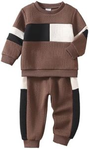 Movtowera Toddler Baby Boy Clothes Textured Color Block Sweatshirt Pant Set