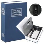 Shopo (LABEL) Book Locker Dictionary Stainless Steel Hidden Safe Jewellery Box/Cash Locker for Home and Office (18 x 12 x 5.5 cm) (Blue)