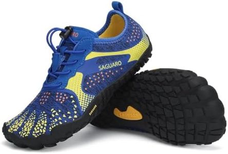 SAGUARO Kids' Barefoot Shoes Boys Girls Quick Dry Aqua Athletic Sneakers Lightweight Sport Footwear Toddler Water Shoes Blue/Yellow 2 Little Kid