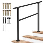 VIVOSUN Outdoor Handrail, 3 Step Stair Handrail, 40" x 36" Fits 1 to 3 Steps, Wrought Mattle Iron Handrail for Concrete Steps, Porch Steps, One-step Assembly, Black