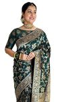 Sugathari Women's Banarasi Saree Pure Kanjivaram Silk Saree Soft new ladies 2023 Design Wear Pattu Sarees Latest Cotton Party Sari collections With Blouse Piece for Wedding sadi (SAM PARI S-7 B GREEN)