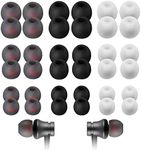 Earphone Buds Replacement, PROUSKY 36 Pieces Replacement Earbuds Tips Headphone Silicone Tips Noise Isolation Cover, for 4.5mm to 6mm Headphones,3 Color, 3 Size, Greyish Red, Black, White