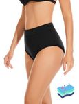 OVRUNS Period Swimwear Leakproof Bikini Brief Bottoms Waterproof Menstrual Swim Bottoms for Teens, Girls, Women Black XXXL