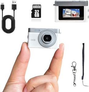 Mini Digital Camera, Mini Retro Camera, Feel of Old 90s Photographs, Keychain Size, Birthday Gifts, 32GB Included(White)