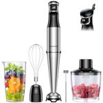 SHARDOR Hand Blender, Soft Start Variable Speed 5 In 1 Stick Blenders For Kitchen 1100w Scratch Resistant Immersion Blender With Whisk, Milk Frother, 800ml Beaker, 600ml Chopper For Soup Smoothies