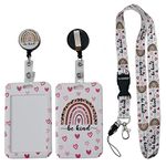 Love Kind Heart Boho Heavy Duty ID Badge Holder with Detachable Lanyard, Fashionable Badge Reel with Carabiner Clip, Nurse Medical Student Teacher Office Women Men Gifts (Be Kind)