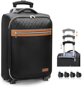 Sydioor Lightweight Carry On Luggage 22x14x9 Airline Approved with Removable Spinner Wheels - 3 Stage Adjustable Handle - Softside TSA Roller Suitcase 21 Inch, black, M, Softside Carry on Luggage With