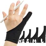 AKX Artist Glove,Palm Rejection Drawing Glove for Graphic Tablet, iPad - Smudge Guard, 1 Finger, Fingerless Glove, Good for Left and Right Hand, (Black,Small,2 Pack)