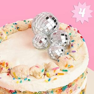 xo, Fetti Disco Ball Cake Topper - 4 Pieces | Birthday Supplies, Bday Cake Decoration, Last Disco Bachelorette Party