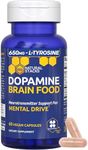 NATURAL STACKS Dopamine Brain Food - 650mg L-Tyrosine Supplement - Dopamine Supplement for Focus & Mental Drive - Supports Mental Energy - Neurotransmitter Support with Vitamin B6 & B12-60 Capsules