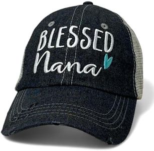 Blessed Nana Hat | Nana Cap | Nana Gift | Grandma Hat Adjustable (Regular Ponytail Opening) Dark Grey