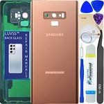 LUVSS for Samsung Galaxy Note 9 SM-N960F Back Cover Replacement with Camera Glass + Repair Manual DIY Tools Kit -Gold