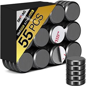 Magnets for Crafts with Adhesive Backing,DIYMAG 0.7 Inch(18mm) Black Ceramic Magnets Small Round Button magnets, Strong Magnets for Refrigerator,Craft Magnets for Science Projects & DIY Hobbies(55Pcs)