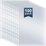 100 Pack A4 Punched Pockets, Plastic Wallets Extra Strong Sleeves, Top Opening Pocket Sheet Protectors for Ring Binder File Folders