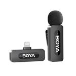 BOYA by-V1 Wireless Lavalier Microphone for iPhone, Mini Microphone, 2.4GHz Plug-On Clip-On Mic with Noise Cancelling for YouTube Video Recording of Podcast Interviews and Vlogs