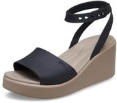 Crocs Women's Brooklyn Ankle Strap Wedge Sandal, Black/Mushroom, 6 UK