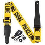 BestSounds Guitar Strap, Yellow Police Line Adjustable Polyester Guitar Strap for Bass, Electric & Acoustic Guitars