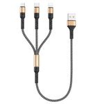 RAVIAD Multi Charger Cable Short [0.5M] 3 in 1 Charging Cable USB Cable Phone Charger Cable with Lightning + USB C + Micro Connector for Phone, Android Samsung Galaxy, Huawei, Oneplus, Kindle- Gold