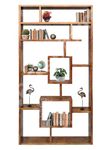 46Treeform® Solid Mango Wood Modern Bookshelf Cabinet Book Rack Organizer with Multiple Shelves for Décor Display Floor Standing for Living Room, Dining Room, Home Office, Kitchen, 6 Feet (Design B)