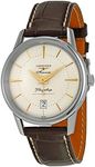 Longines Men's 38mm Brown Leather Band Steel Case S. Sapphire Automatic Silver-Tone Dial Watch L47954782