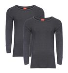 Heatwave® Pack of 2 Men's Thermal Long Sleeve Top, Warm Underwear Baselayer, S M L XL XXL Thermals, XX Large Charcoal