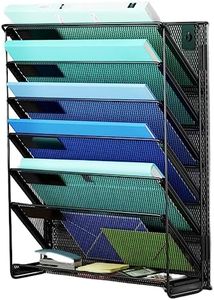 Kuntine.B 7-Tier Hanging File Organizer Vertical Wall File Organizer Wall File Holder, Mesh Magazine Rack Mail Document Organizer for Office School Home (Black, 1 Pack)