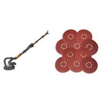 WEN 6369 Variable Speed 5 Amp Drywall Sander with 15' Hose + WEN 6369SP60 Drywall Sander 60-Grit Hook & Loop 9" Sandpaper, 10 Pack