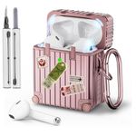 VISOOM Compatible With Airpods 2&1Case Cover, Funny Suitcase Design Case for Airpods 2nd/1st Generation with Cleaning Kit, Cute Fashion Protective Airpods Case for with Keychain,Rose Gold