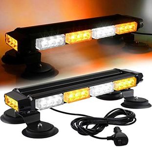 ASPL 16.8 Inch LED Strobe Flashing Light Bar, 26 Flashing Modes High Intensity Emergency Hazard Warning Beacon Lights with Magnetic Base for Car Trucks Trailer Roof Safety (Amber White Amber White)