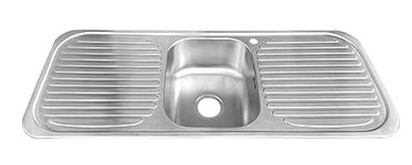 Grand Taps Inset Stainless Steel Single Bowl Kitchen Sink with 2 Drainers Large (C01) - BRUSHED