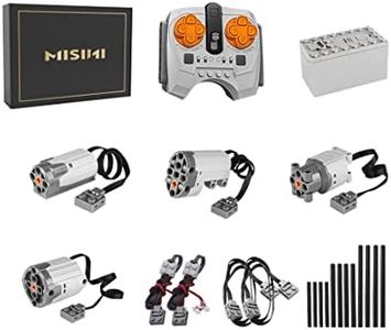 MISINI 22 Pieces Technology Power Functions Set, Including XL/L/M/Servo Motors kit (RC/ APP,Parts Shaft Cross), Remote Control Battery Box, Extension Cable Light Cable, Compatible with Lego