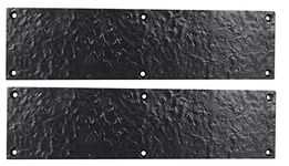 SKANDH Iron Black Powder Coated 11.5" X 3" Inch Push Plate for Door, Pack of 2