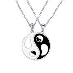 DAOCHONG S925 Sterling Silver Yin Yang Matching Best Friend Couples Friendship Pendant Necklaces Gifts for 2 Women Men Teen BFF Set Jewelry, Sterling Silver