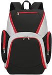 FANDARE Basketball Backpack Large Sports Bag with Separate Ball Holder Men Women School Bag for Basketball, Soccer, Volleyball, Swim, Gym, Travel Student Outdoor Sports Equipment Daypacks Black Red