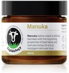 Organic Tallow Cream - Manuka: Natural, Unscented Cream for the Face and Body, Made with Organic, Grass-Fed/Finished Canadian Beef Tallow and Raw, Organic New Zealand Manuka Honey, for Sensitive Skin, by Lipidology, 60 ml (2 oz)