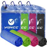 YQXCC Cooling Towel 4 Packs (47"x12") Microfiber Towel Yoga Towel for Men or Women Ice Cold Towels for Yoga Gym Travel Camping Golf Football & Outdoor Sports (Dark Blue/Dark Gray/Rose Red/Green)