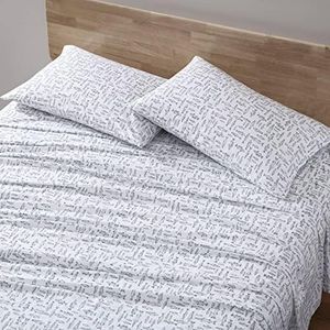 Eddie Bauer - Queen Sheet Set with Fitted Sheet & Pillowcases, 100% Cotton Percale Bedding, Crisp & Cool, Deep Pocket, Albright Hill