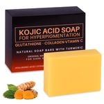 Pure Kojic Acid Skin Brightening Soap,100g Soap Bar for Deep Facial & Body Skin Cleaning with A Foaming Net, Face and Body Bar for Skin Moisturizing, Improve Uneven Skin Tone, Gently Healing Acnes