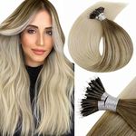 LaaVoo Nano Hair Extensions Real Human Hair 20 Inch 50s 50g Omber Light Brown to Bleach Blonde Nano Beads Hair Extensions Remy Straight Nano Ring Hair Extensions #8/59