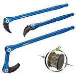 Poplock Pry Bar Set 3 Pieces, Adjustable Indexing Pry Bars, Prybar Double Push Lock, Double Join Design, Blue Body Handle, Anti Slip Rolling Head, Automotive Tools, Auto Body Prybars Set 8 12 17 Inch