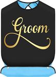 BWWKTOP Groom Bibs With Crumb Catcher Groom Clothing Protectors Bridal Shower Gag Gifts Adult Bibs For Wedding Party (Groom Bibs)