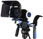 StudioFX DSLR RIG With Follow Focus And Matte Box Shoulder Mount Rig with COUNTER WEIGHT Camcorder Steady Video Cam Camera (Blue)