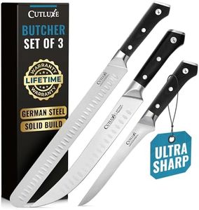 Cutluxe Butcher Knife Set – BBQ Brisket Knife, Breaking Knife & Boning Knife – Slicing Carving Knife Set for Meat Cutting, Ultra Sharp German Steel, Full Tang, Ergonomic Handles – Artisan Series