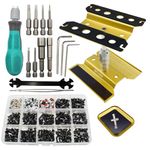 RC Car Repair Work Stand Repair Tool Set 360 Degree Rotation and 523 PCS RC Screws Kit & RC Screwdrivers and Screws Pallet Kit for 1/8 1/10 1/12 1/16 1/18 RC Crawler Car Truck Buggy (Gold)