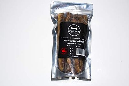 Alberta Beef Bully Sticks Dog Treats (Regular Pack - 10 Sticks) 5 to 8 Inches Long by Gnaw Shop - Made in Canada - Low Odour All Natural Single Ingredient Dental Chew Sticks