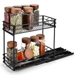 Oinvs 2 Tier Sliding Spice Rack,Removable Pull Out Kitchen Storage,Kitchen Storage Shelf for Inside Cupboard,Kitchen Organiser,Spice Rack for Inside Cupboard(Black)