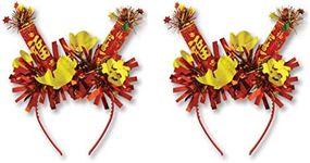 Beistle Chinese New Year Headbands 2 Piece Asian Party Supplies Costume Accessory, One Size, Red/Yellow