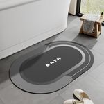 MontVoo Bathroom Mat Super Absorbent Bath Mat for Bathroom Non Slip Quick Dry Bathroom Rug Fashion Oval Bath Mat Washable for Shower Bathtub Mats Sink Dark Grey 43X70CM